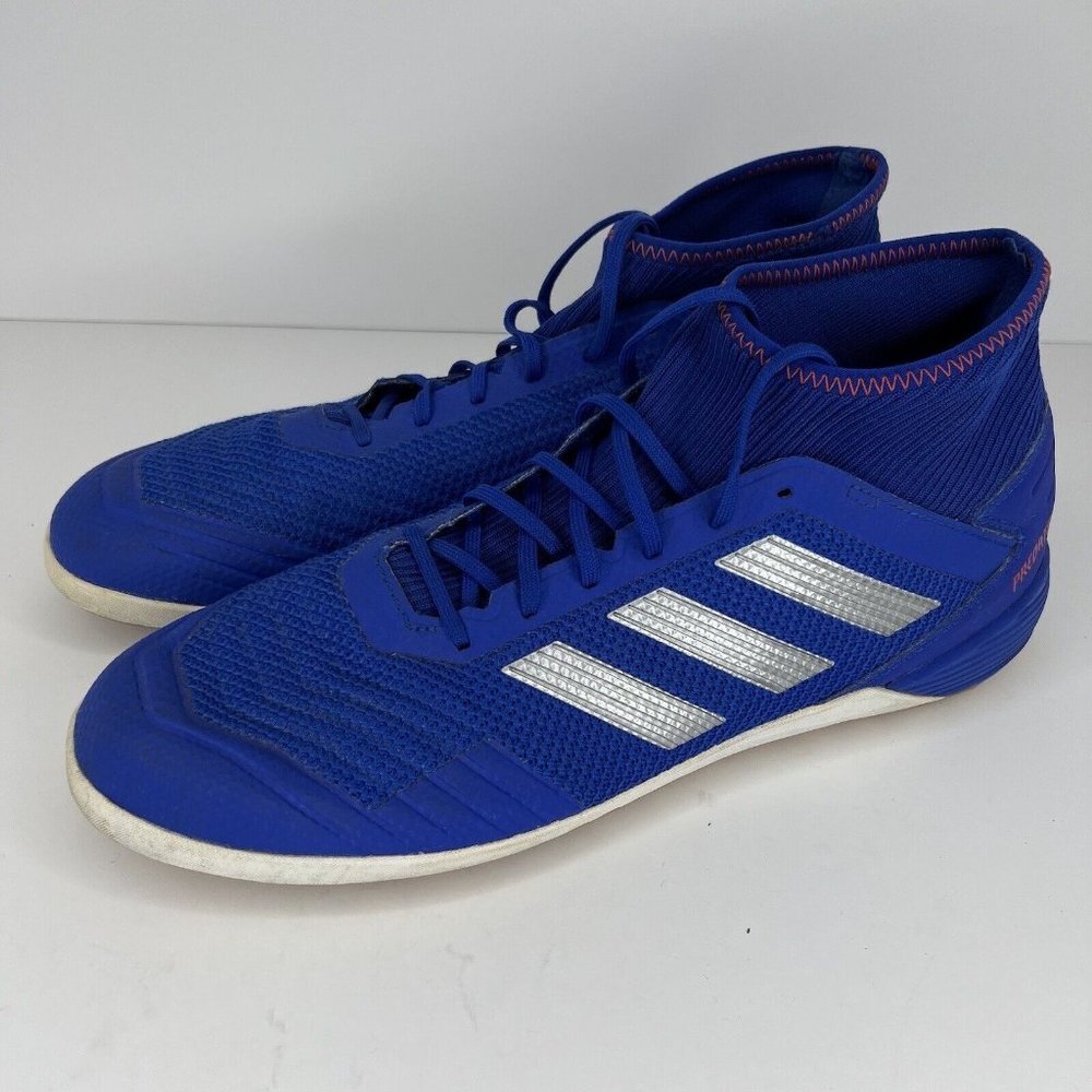 Adidas Blue Indoor Soccer Shoes with White Stripes